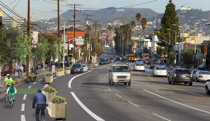 Rendering of Sunset with reconfigured bike lanes